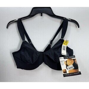 Vintage Olga Secret Shapers Bra Size 38C Black Underwire Minimizing 35009 NEW